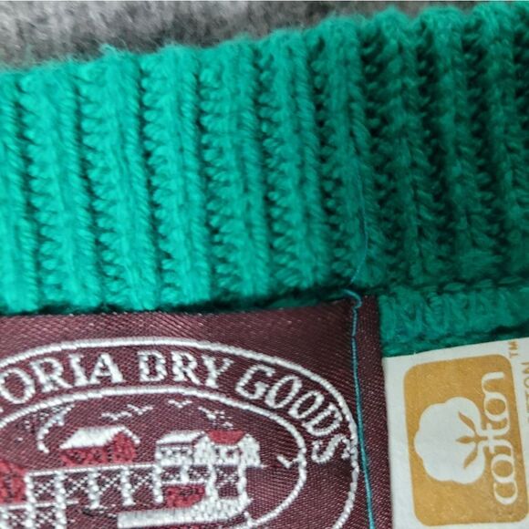 Vtg  Victoria Dry Goods Men's Size XL Green Chunky Knit Pullover Cotton Sweater - Picture 4 of 8